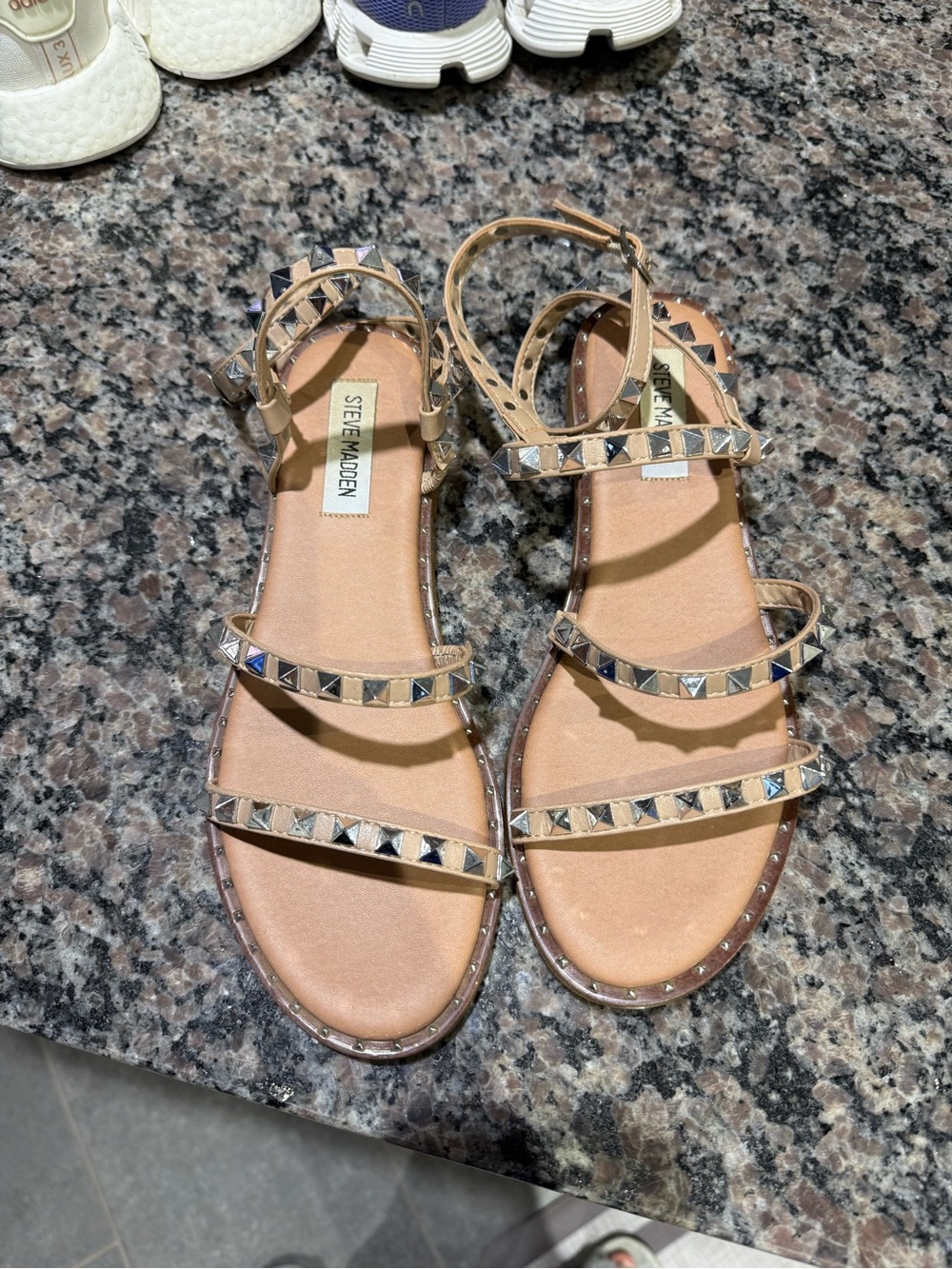 Steve Madden Beige Studded Multi-Strap Sandals